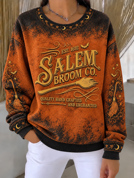 Casual Text Letters Crew Neck Long Sleeve Sweatshirt