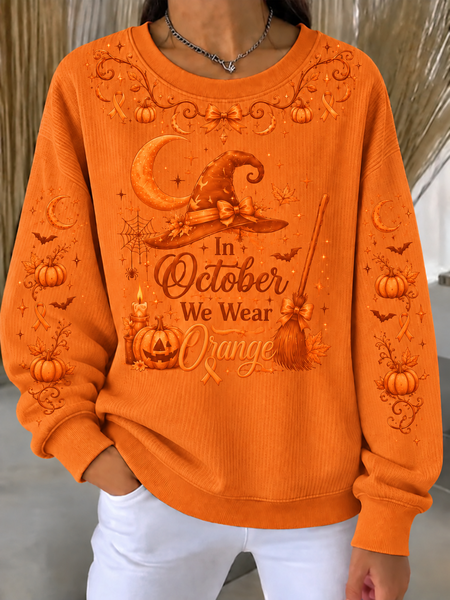 Casual Halloween Crew Neck Long Sleeve Sweatshirt