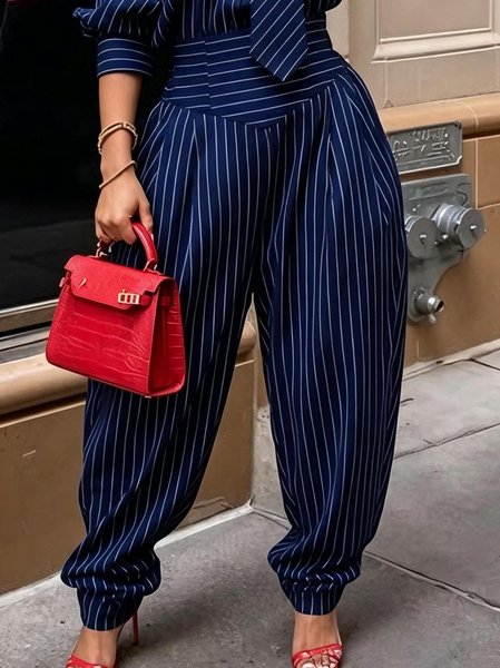 Urban Striped Printing Slim Taper Pants 1 Urban Striped Printing Slim Taper Pants