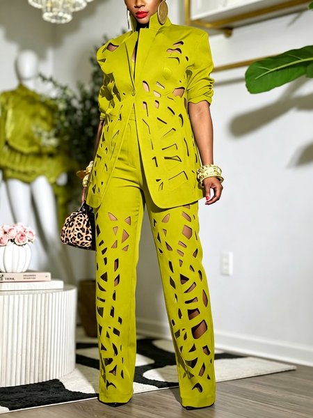 Urban Solid Cutout Hollow Straight Leg Long Pants 1 Urban Solid Cutout Hollow Straight Leg Long Pants