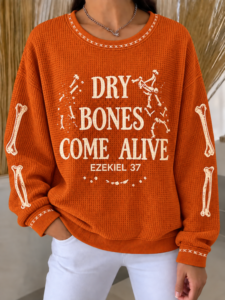 Casual Text Letters Crew Neck Long Sleeve Sweatshirt