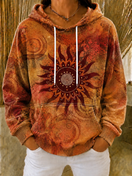 Women Sun Hooded Vintage Spring/Fall Long Sleeve Sweatshirt 1 Women Sun Hooded Vintage Spring/Fall Long Sleeve Sweatshirt
