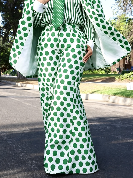 Urban Polka Dot High Waist Wide Leg Flare Pants Long Trouser 1 Urban Polka Dot High Waist Wide Leg Flare Pants Long Trouser