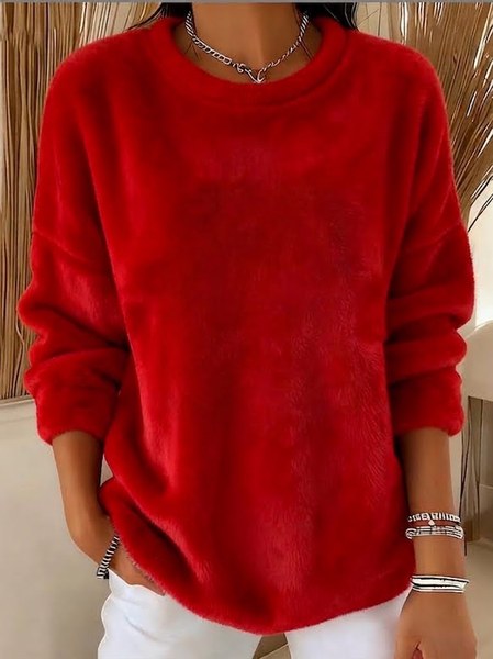 Vintage Plain Crew Neck Long Sleeve Sweatshirt