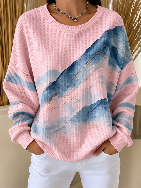 Casual Geometric Crew Neck Long Sleeve Sweatshirt