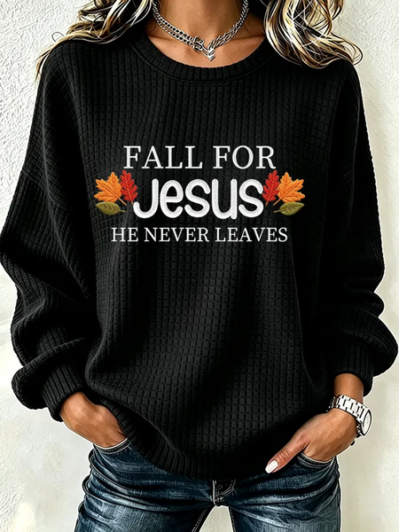 Casual Text Letters Crew Neck Long Sleeve Sweatshirt