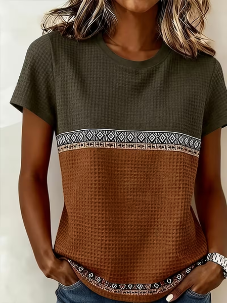 Casual Abstract Crew Neck Short Sleeve T-shirt