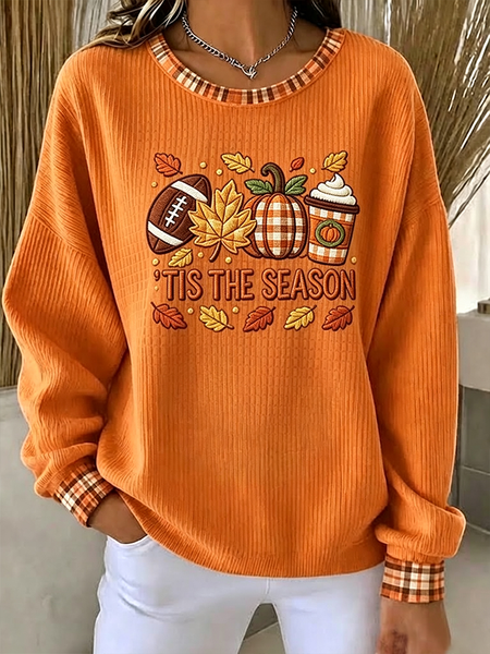 Casual Text Letters Crew Neck Long Sleeve Sweatshirt