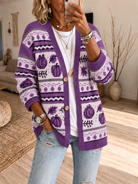 Women Spring/Fall Outerwear Casual Printing Maple Leaf Long Sleeve Jacket