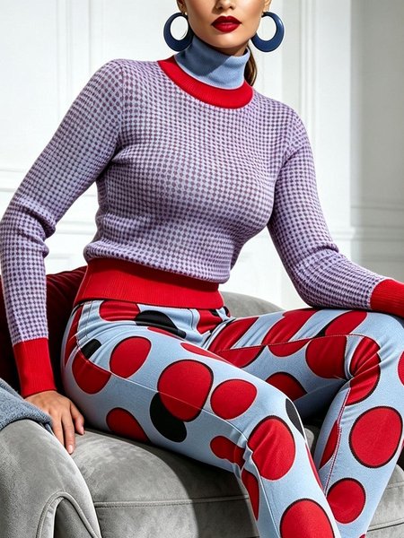 Casual Polka Dots Turtleneck Sweater 1 Casual Polka Dots Turtleneck Sweater
