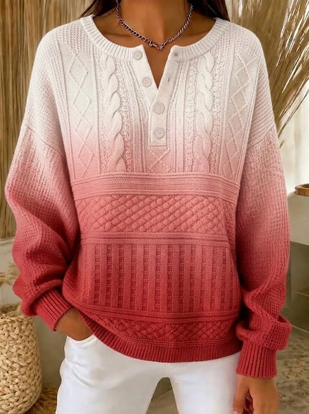 Casual Ombre Crew Neck Long Sleeve Sweatshirt