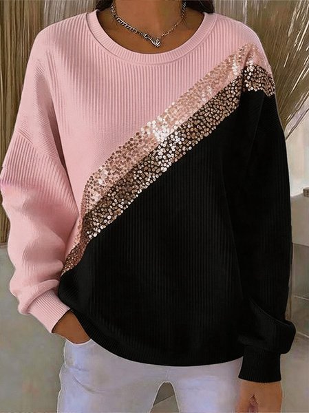 Casual Geometric Crew Neck Long Sleeve Sweatshirt