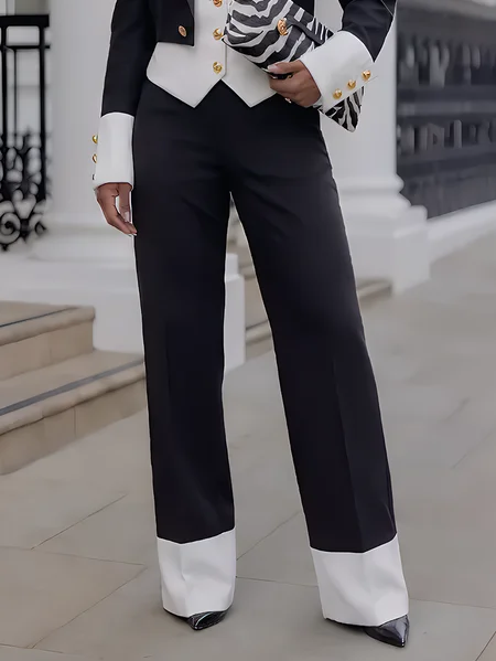 Urban Color Block Split Joint Straight Pants 1 Urban Color Block Split Joint Straight Pants