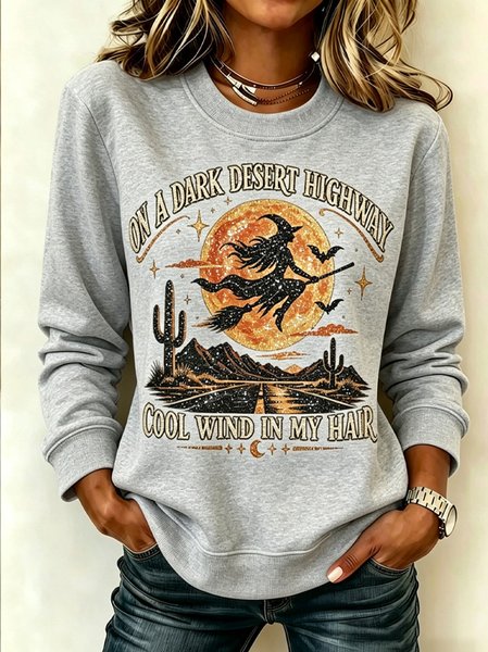 Casual Text Letters Crew Neck Long Sleeve Sweatshirt