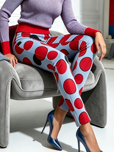 Casual Polka Dots Printing Slim Fit Pants 8 Casual Polka Dots Printing Slim Fit Pants