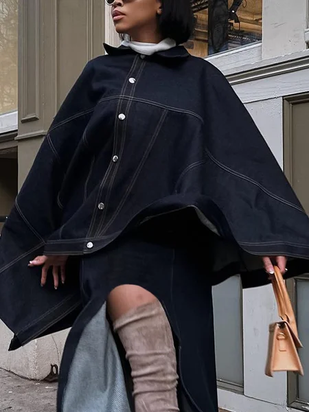 Urban Button Detail Plain Shawl Collar Denim Coat 1 Urban Button Detail Plain Shawl Collar Denim Coat