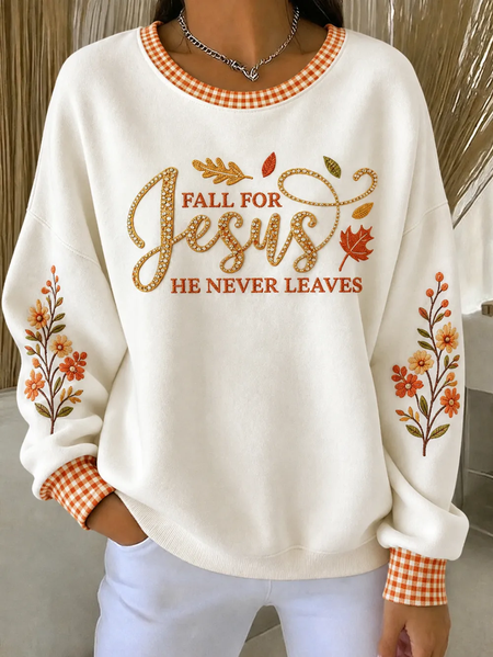 Casual Floral Crew Neck Long Sleeve Sweatshirt