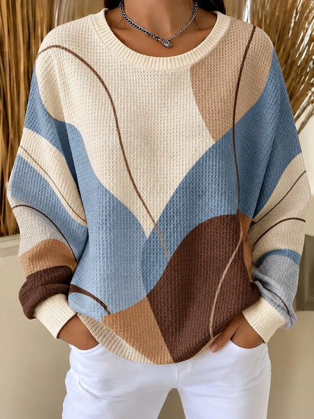 Casual Geometric Crew Neck Long Sleeve Sweatshirt
