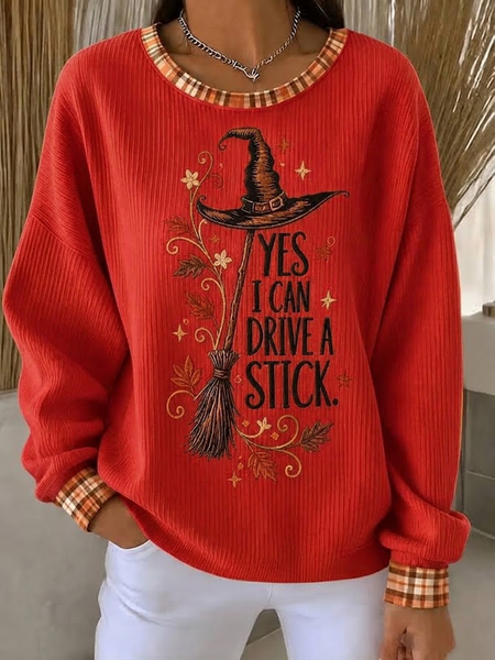Women Text Letters Crew Neck Printing Casual Spring/Fall Long Sleeve Sweatshirt