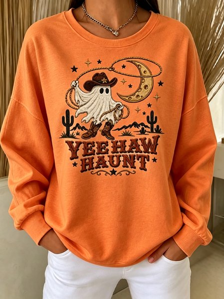 Casual Text Letters Crew Neck Long Sleeve Sweatshirt