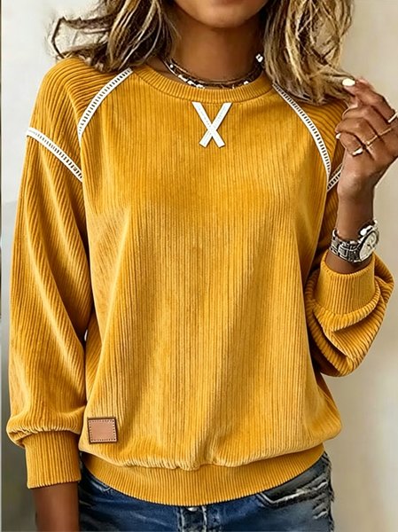 Casual Striped Crew Neck Long Sleeve Sweatshirt