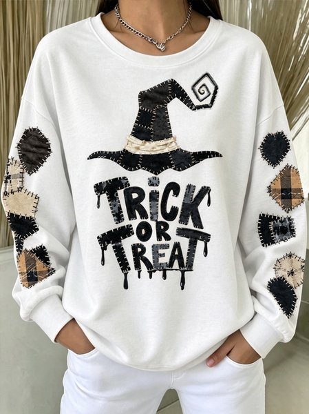 Casual Text Letters Crew Neck Long Sleeve Sweatshirt