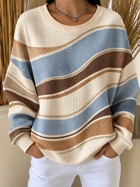 Casual Geometric Crew Neck Long Sleeve Sweatshirt