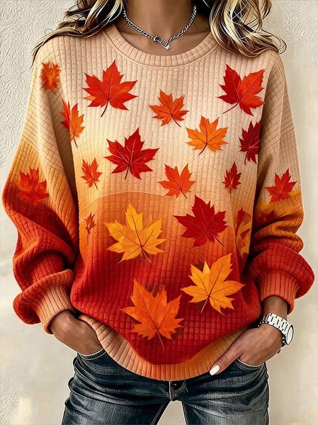 Casual Ombre Crew Neck Long Sleeve Sweatshirt