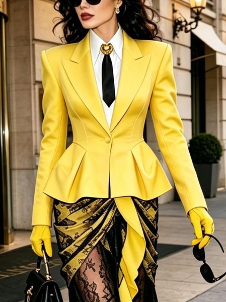 Elegant Plain Lapel Collar Blazer 1 Elegant Plain Lapel Collar Blazer