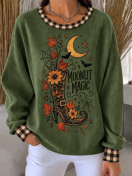 Casual Plaid Crew Neck Long Sleeve Sweatshirt
