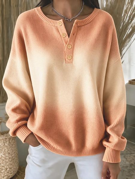 Casual Ombre Crew Neck Long Sleeve Sweatshirt