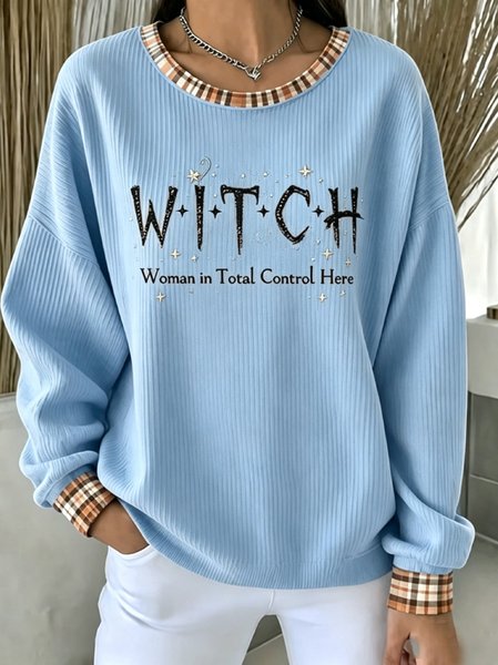 Casual Text Letters Crew Neck Long Sleeve Sweatshirt
