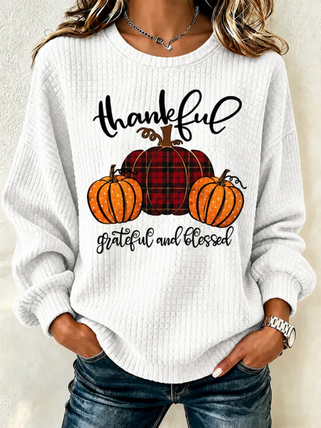 Casual Text Letters Crew Neck Long Sleeve Sweatshirt