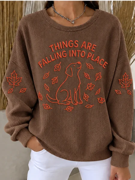Casual Text Letters Crew Neck Long Sleeve Sweatshirt