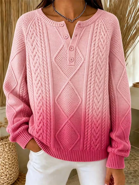 Casual Ombre Crew Neck Long Sleeve Sweatshirt