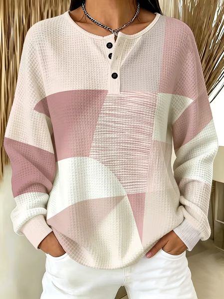 Casual Abstract Crew Neck Long Sleeve Sweatshirt