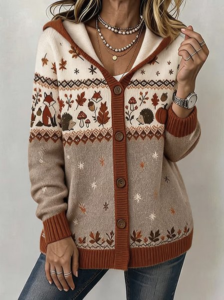 Women Spring/Fall Outerwear Casual Printing Animal Long Sleeve Jacket