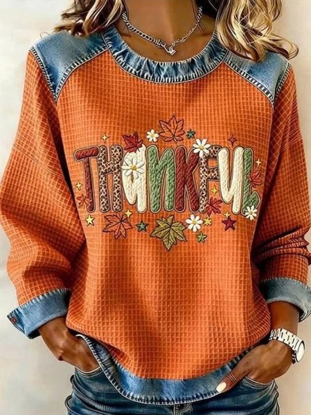 Vintage Text Letters Crew Neck Long Sleeve Sweatshirt