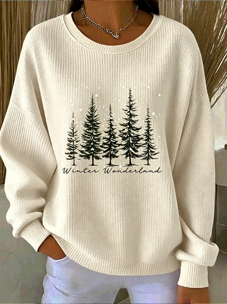 Casual Christmas Crew Neck Long Sleeve Sweatshirt