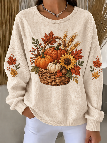 Women Sunflower Crew Neck Casual Spring/Fall Long Sleeve Sweatshirt
