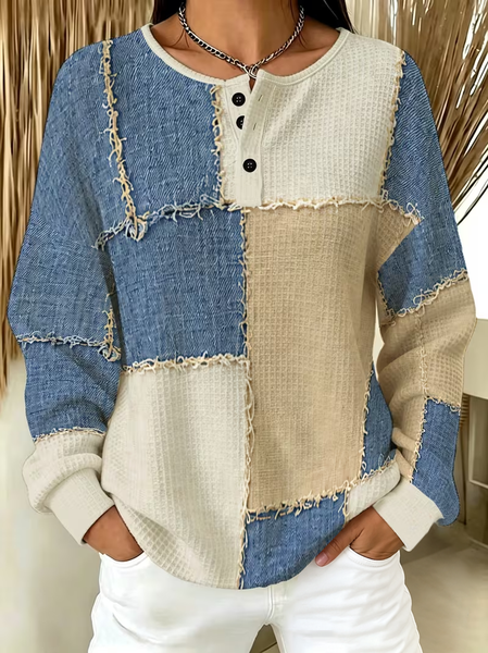 Casual Abstract Crew Neck Long Sleeve Sweatshirt
