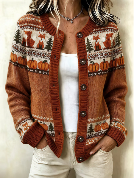 Women Geometric Printing Long Sleeve Crew Neck Vintage Spring/Fall Jacket Outerwear 1 Women Geometric Printing Long Sleeve Crew Neck Vintage Spring/Fall Jacket Outerwear