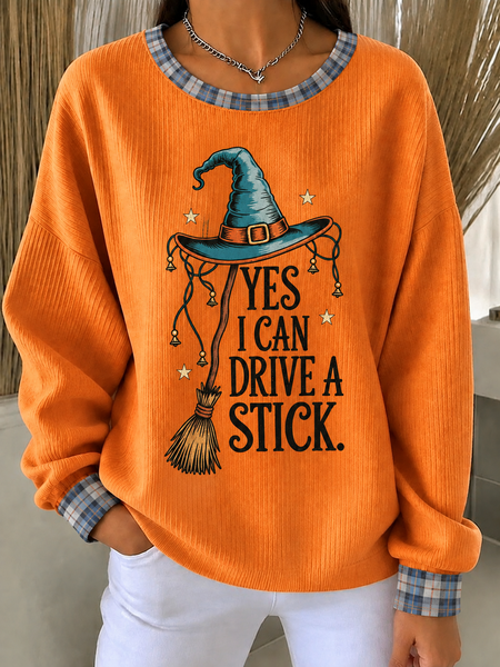 Casual Plaid Crew Neck Long Sleeve Sweatshirt