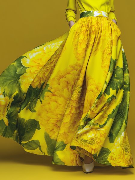 Elegant Printing Floral Maxi Skirt 1 Elegant Printing Floral Maxi Skirt