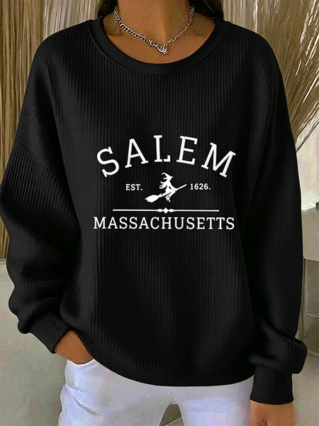 Casual Text Letters Crew Neck Long Sleeve Sweatshirt