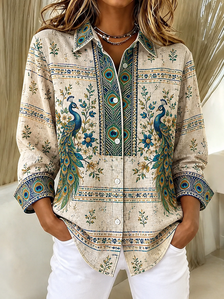 Women Abstract Shirt Collar Long Sleeve Shirt Buckle Regular Sleeve Casual Daily Spring/Fall Top 1 Women Abstract Shirt Collar Long Sleeve Shirt Buckle Regular Sleeve Casual Daily Spring/Fall Top