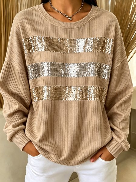 Casual Geometric Crew Neck Long Sleeve Sweatshirt