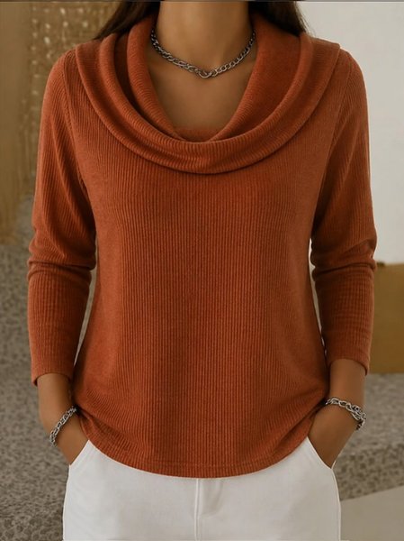 Women Plain Long Sleeve Comfy Casual Sweater