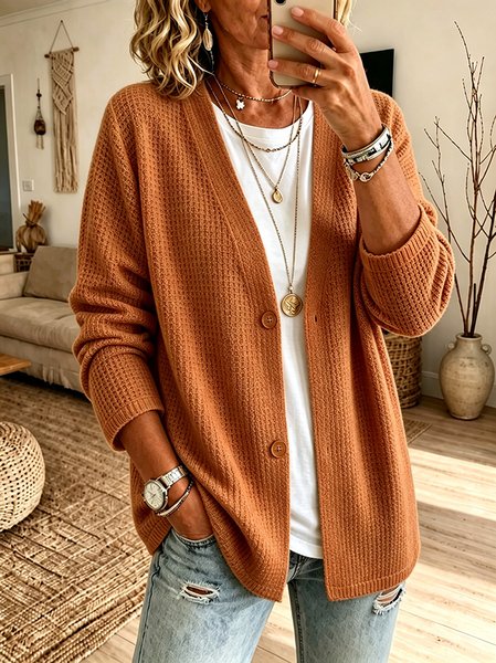 Women Spring/Fall Outerwear Casual Plain Long Sleeve Jacket