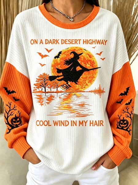 Women Text Letters Crew Neck Casual Spring/Fall Long Sleeve Sweatshirt